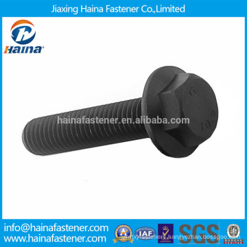 Din6921black carbon steel Hex flange bolts Class 10.9